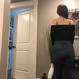 Super skinny high waisted stretch jeans mid blue